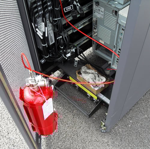 Computer Rack fire extinguisher system